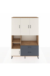 Hyperion Dolap 7 Raflı 2 Çekmeceli 5 Kapaklı 132x44x195 Çam-Aytaşı/Antrasit