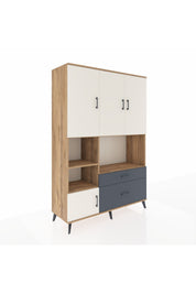 Hyperion Dolap 7 Raflı 2 Çekmeceli 5 Kapaklı 132x44x195 Çam-Aytaşı/Antrasit