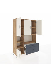 Hyperion Dolap 7 Raflı 2 Çekmeceli 5 Kapaklı 132x44x195 Çam-Aytaşı/Antrasit