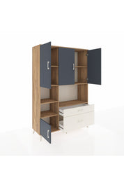 Hyperion Dolap 7 Raflı 2 Çekmeceli 5 Kapaklı 132x44x195 Çam-Antrasit/Aytaşı