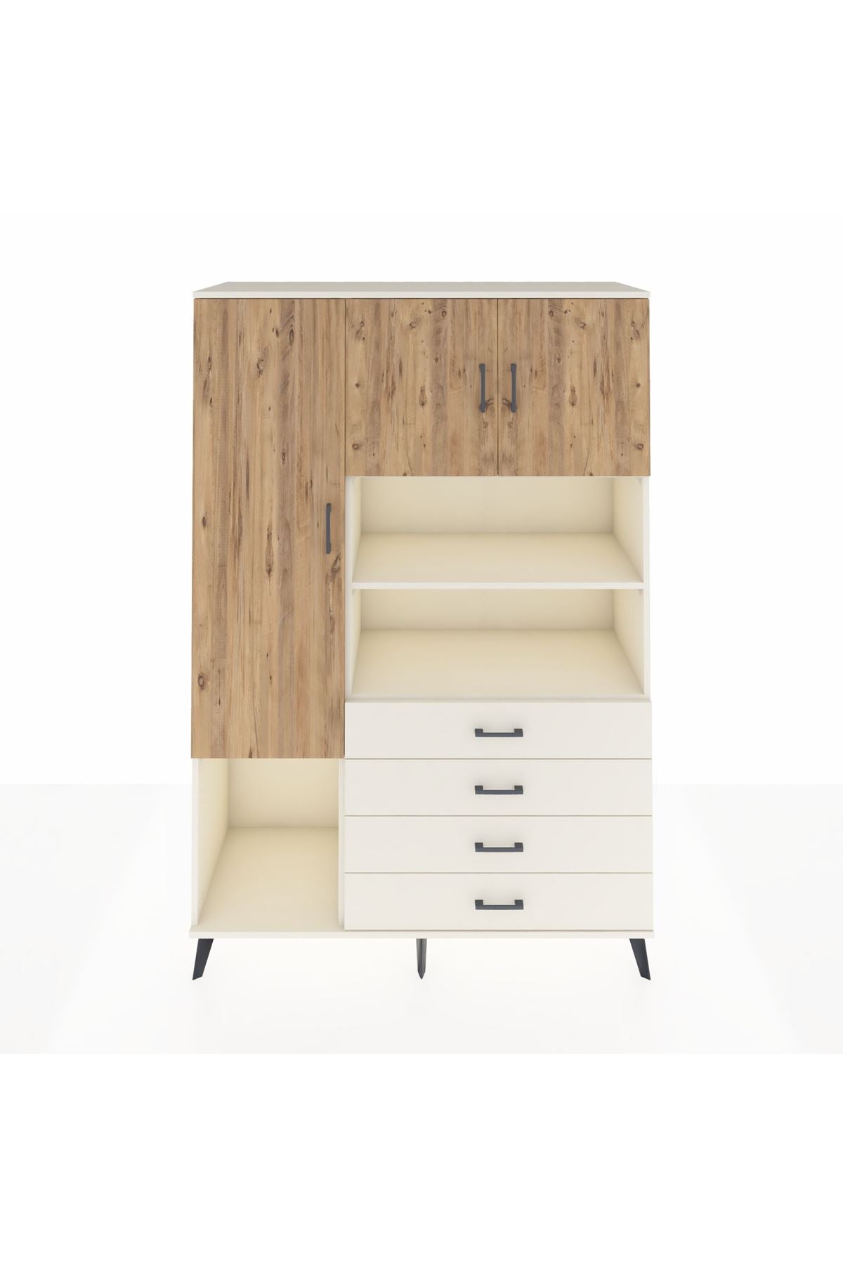 Hyperion Dolap 7 Raflı 4 Çekmeceli 3 Kapaklı 132x44x195 Aytaşı-Çam/Aytaşı