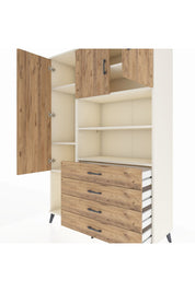 Hyperion Dolap 7 Raflı 4 Çekmeceli 3 Kapaklı 132x44x195 Aytaşı-Çam/Çam