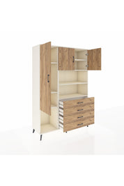 Hyperion Dolap 7 Raflı 4 Çekmeceli 3 Kapaklı 132x44x195 Aytaşı-Çam/Çam
