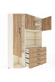 Hyperion Dolap 7 Raflı 4 Çekmeceli 3 Kapaklı 132x44x195 Aytaşı-Çam/Çam