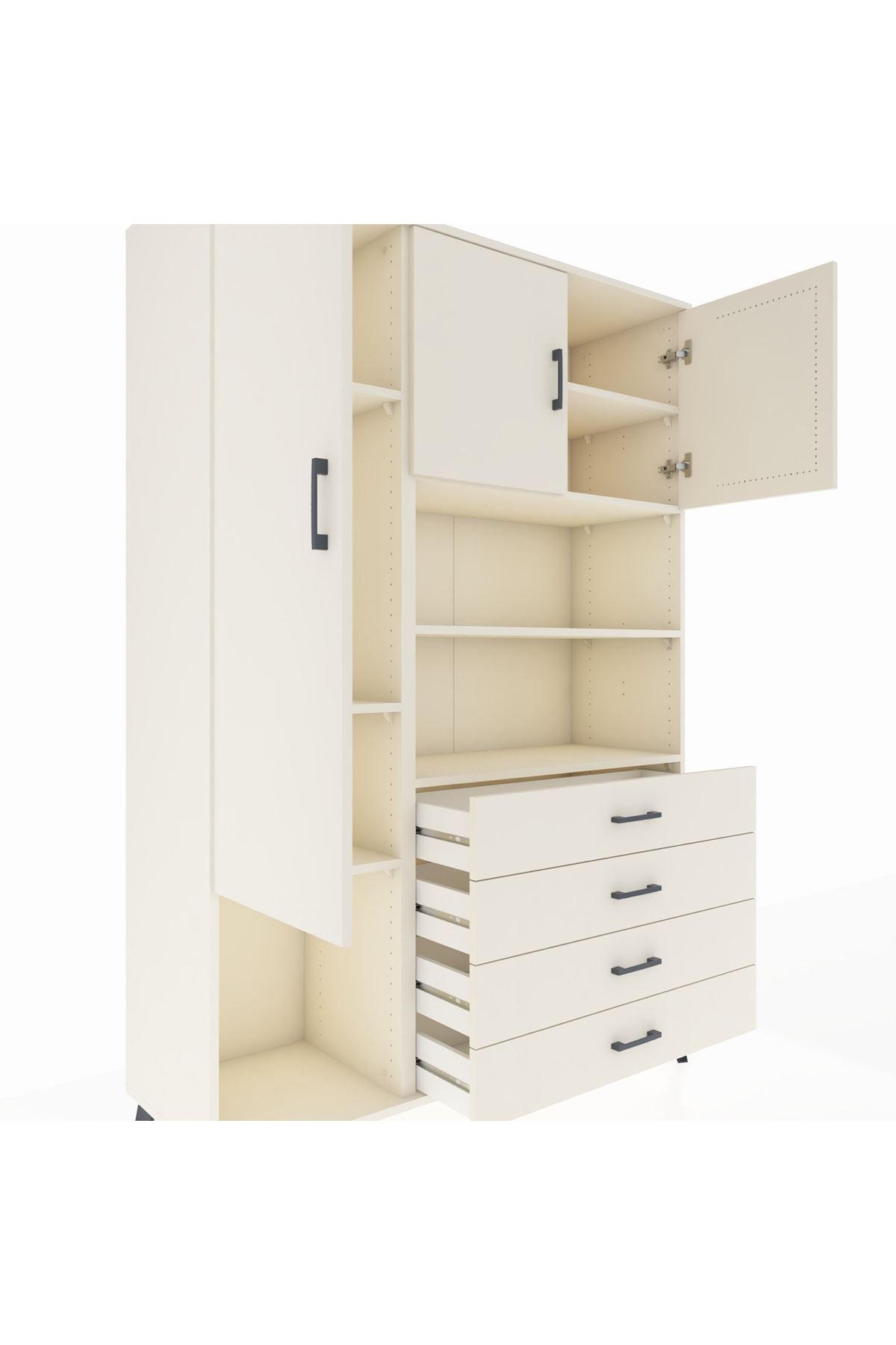 Hyperion Dolap 7 Raflı 4 Çekmeceli 3 Kapaklı 132x44x195 Aytaşı-Aytaşı/Aytaşı