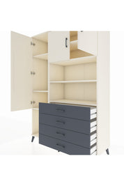 Hyperion Dolap 7 Raflı 4 Çekmeceli 3 Kapaklı 132x44x195 Aytaşı-Aytaşı/Antrasit