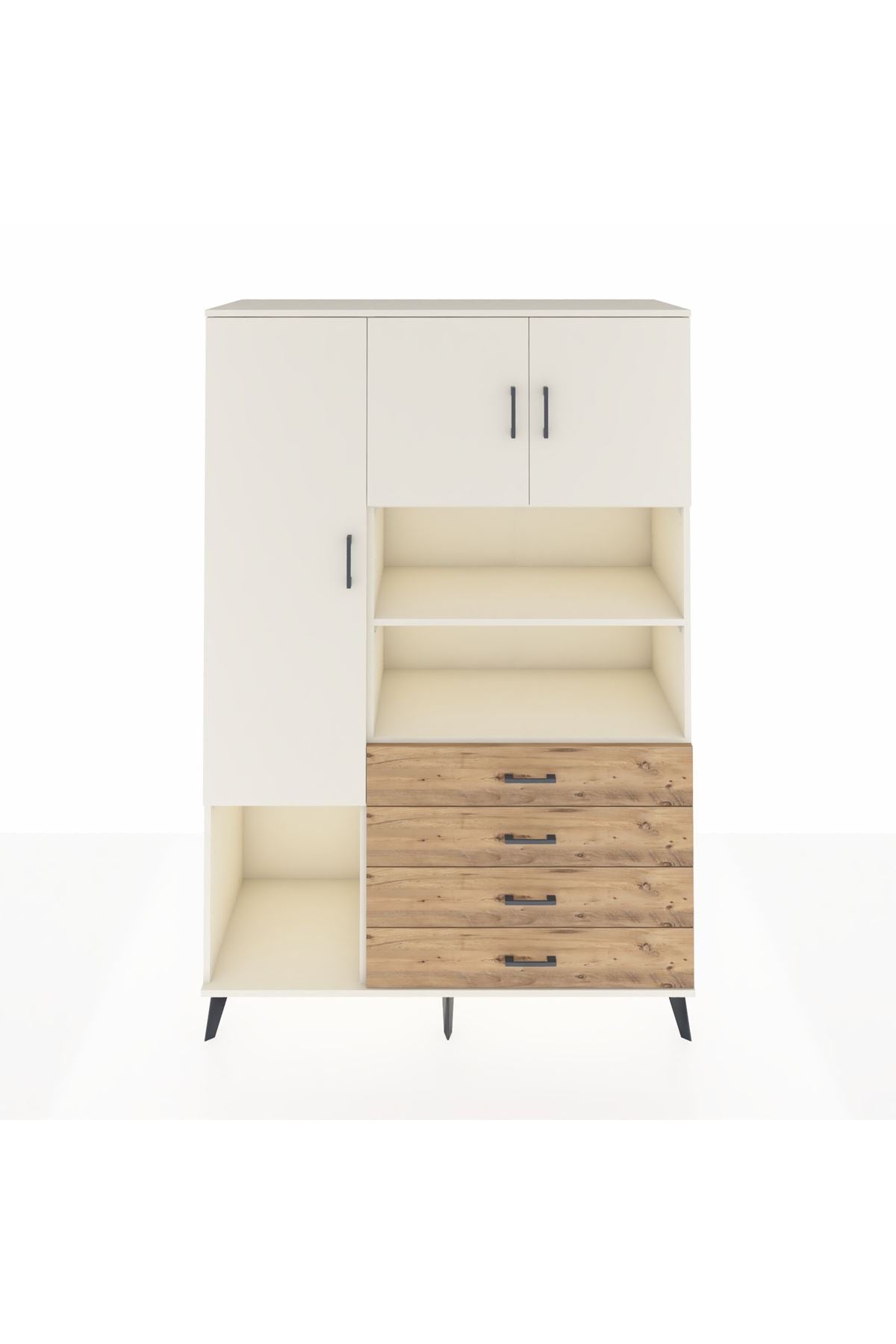 Hyperion Dolap 7 Raflı 4 Çekmeceli 3 Kapaklı 132x44x195 Aytaşı-Aytaşı/Çam