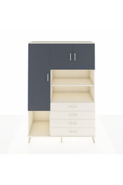 Hyperion Dolap 7 Raflı 4 Çekmeceli 3 Kapaklı 132x44x195 Aytaşı-Antrasit/Aytaşı