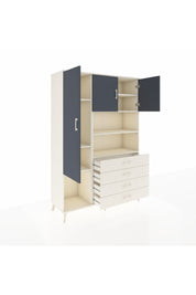 Hyperion Dolap 7 Raflı 4 Çekmeceli 3 Kapaklı 132x44x195 Aytaşı-Antrasit/Aytaşı