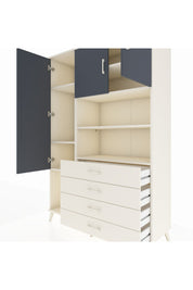 Hyperion Dolap 7 Raflı 4 Çekmeceli 3 Kapaklı 132x44x195 Aytaşı-Antrasit/Aytaşı