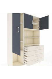 Hyperion Dolap 7 Raflı 4 Çekmeceli 3 Kapaklı 132x44x195 Aytaşı-Antrasit/Aytaşı