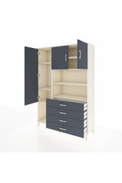 Hyperion Dolap 7 Raflı 4 Çekmeceli 3 Kapaklı 132x44x195 Aytaşı-Antrasit/Antrasit