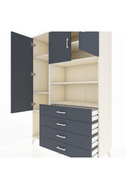 Hyperion Dolap 7 Raflı 4 Çekmeceli 3 Kapaklı 132x44x195 Aytaşı-Antrasit/Antrasit