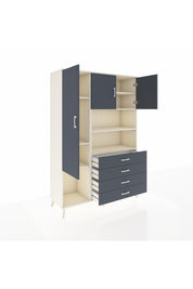 Hyperion Dolap 7 Raflı 4 Çekmeceli 3 Kapaklı 132x44x195 Aytaşı-Antrasit/Antrasit