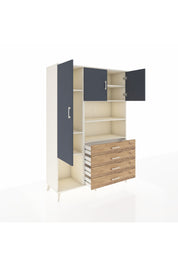 Hyperion Dolap 7 Raflı 4 Çekmeceli 3 Kapaklı 132x44x195 Aytaşı-Antrasit/Çam