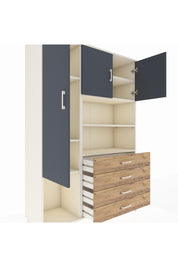 Hyperion Dolap 7 Raflı 4 Çekmeceli 3 Kapaklı 132x44x195 Aytaşı-Antrasit/Çam