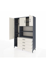 Hyperion Dolap 7 Raflı 4 Çekmeceli 3 Kapaklı 132x44x195 Antrasit-Aytaşı/Aytaşı