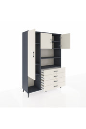 Hyperion Dolap 7 Raflı 4 Çekmeceli 3 Kapaklı 132x44x195 Antrasit-Aytaşı/Aytaşı