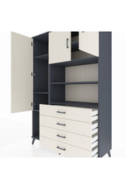 Hyperion Dolap 7 Raflı 4 Çekmeceli 3 Kapaklı 132x44x195 Antrasit-Aytaşı/Aytaşı