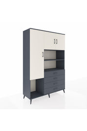 Hyperion Dolap 7 Raflı 4 Çekmeceli 3 Kapaklı 132x44x195 Antrasit-Aytaşı/Antrasit