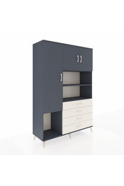 Hyperion Dolap 7 Raflı 4 Çekmeceli 3 Kapaklı 132x44x195 Antrasit-Antrasit/Aytaşı