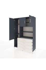 Hyperion Dolap 7 Raflı 4 Çekmeceli 3 Kapaklı 132x44x195 Antrasit-Antrasit/Aytaşı