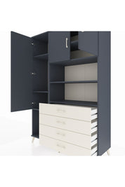 Hyperion Dolap 7 Raflı 4 Çekmeceli 3 Kapaklı 132x44x195 Antrasit-Antrasit/Aytaşı