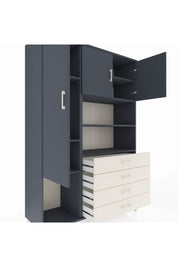 Hyperion Dolap 7 Raflı 4 Çekmeceli 3 Kapaklı 132x44x195 Antrasit-Antrasit/Aytaşı