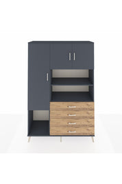 Hyperion Dolap 7 Raflı 4 Çekmeceli 3 Kapaklı 132x44x195 Antrasit-Antrasit/Çam