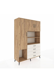 Hyperion Dolap 7 Raflı 4 Çekmeceli 3 Kapaklı 132x44x195 Çam-Çam/Aytaşı