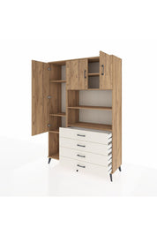 Hyperion Dolap 7 Raflı 4 Çekmeceli 3 Kapaklı 132x44x195 Çam-Çam/Aytaşı