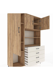 Hyperion Dolap 7 Raflı 4 Çekmeceli 3 Kapaklı 132x44x195 Çam-Çam/Aytaşı