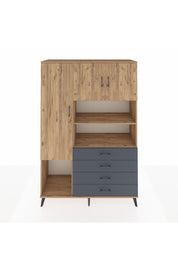 Hyperion Dolap 7 Raflı 4 Çekmeceli 3 Kapaklı 132x44x195 Çam-Çam/Antrasit