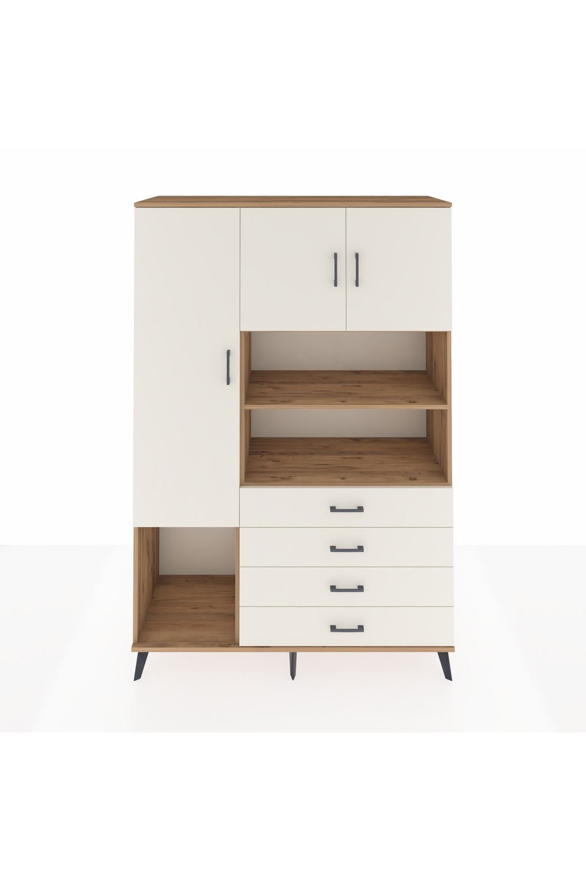 Hyperion Dolap 7 Raflı 4 Çekmeceli 3 Kapaklı 132x44x195 Çam-Aytaşı/Aytaşı