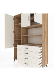 Hyperion Dolap 7 Raflı 4 Çekmeceli 3 Kapaklı 132x44x195 Çam-Aytaşı/Aytaşı