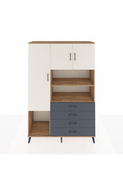 Hyperion Dolap 7 Raflı 4 Çekmeceli 3 Kapaklı 132x44x195 Çam-Aytaşı/Antrasit