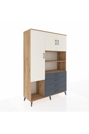 Hyperion Dolap 7 Raflı 4 Çekmeceli 3 Kapaklı 132x44x195 Çam-Aytaşı/Antrasit