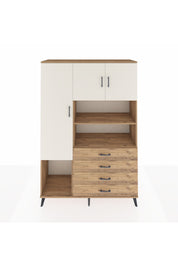 Hyperion Dolap 7 Raflı 4 Çekmeceli 3 Kapaklı 132x44x195 Çam-Aytaşı/Çam