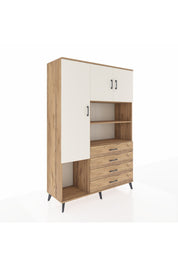 Hyperion Dolap 7 Raflı 4 Çekmeceli 3 Kapaklı 132x44x195 Çam-Aytaşı/Çam