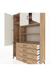 Hyperion Dolap 7 Raflı 4 Çekmeceli 3 Kapaklı 132x44x195 Çam-Aytaşı/Çam