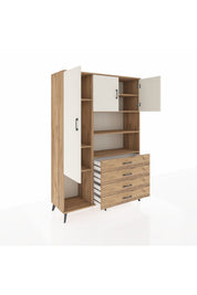 Hyperion Dolap 7 Raflı 4 Çekmeceli 3 Kapaklı 132x44x195 Çam-Aytaşı/Çam