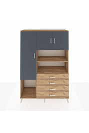 Hyperion Dolap 7 Raflı 4 Çekmeceli 3 Kapaklı 132x44x195 Çam-Antrasit/Çam