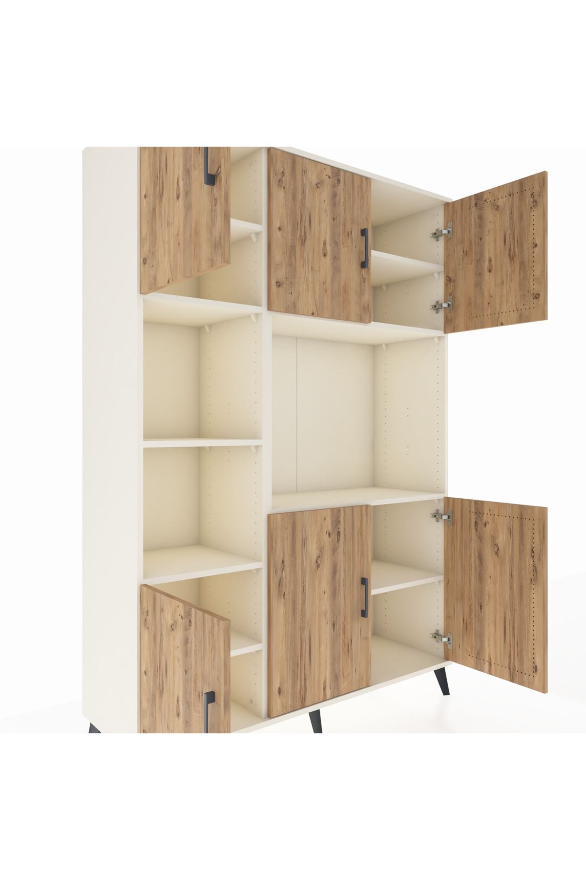 Hyperion Dolap 9 Raflı 6 Kapaklı 132x44x195 Aytaşı-Çam/Aytaşı