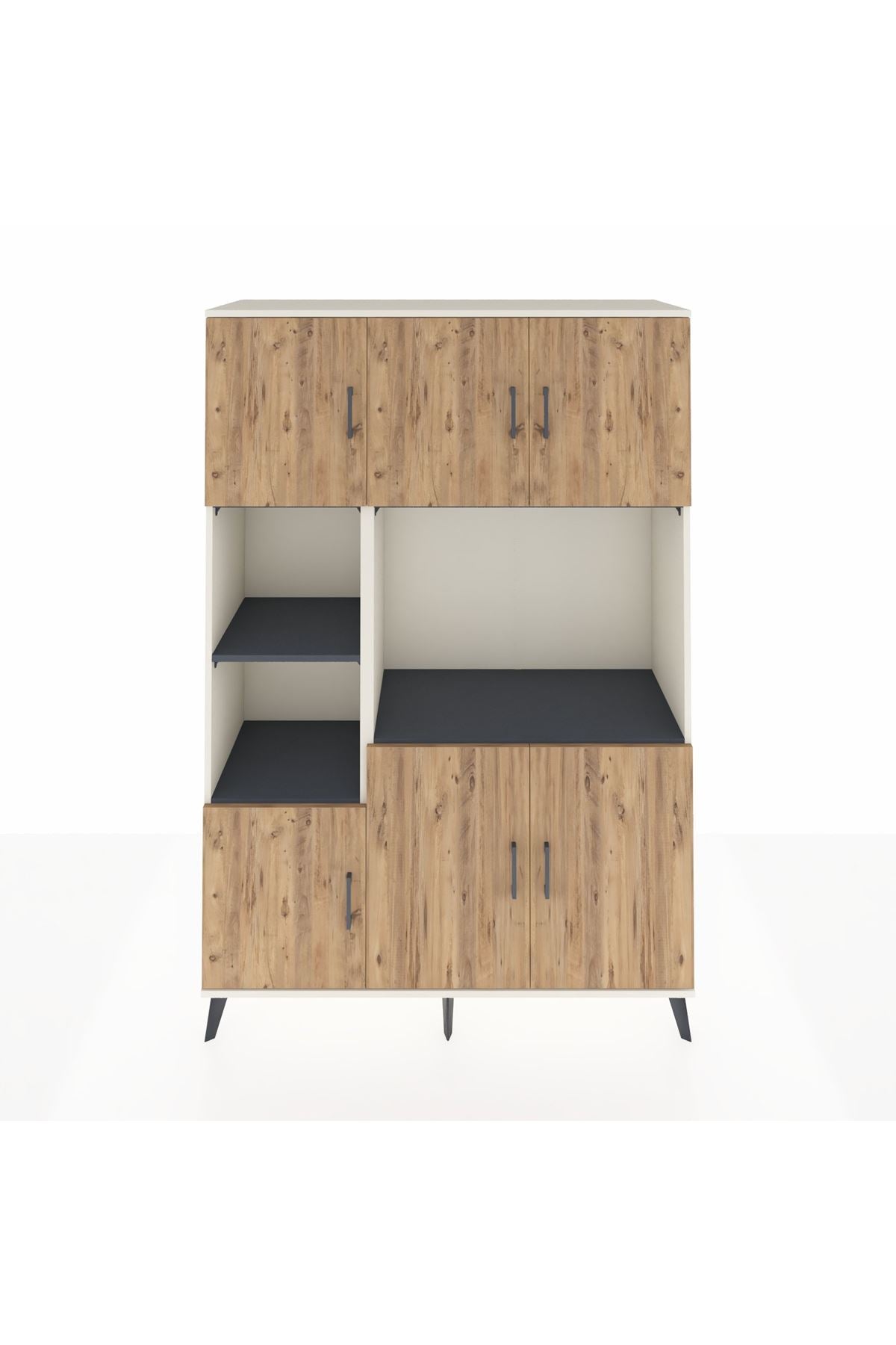 Hyperion Dolap 9 Raflı 6 Kapaklı 132x44x195 Aytaşı-Çam/Antrasit