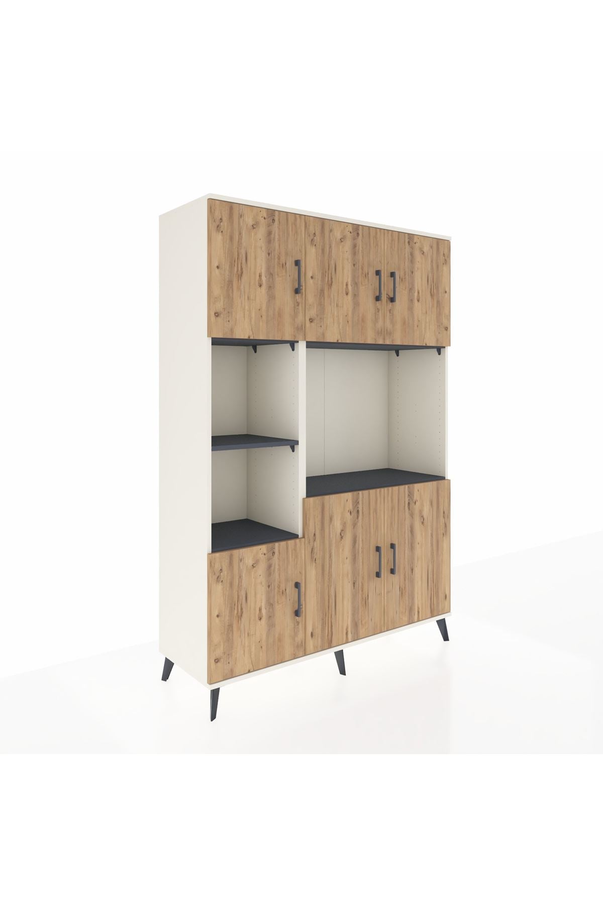 Hyperion Dolap 9 Raflı 6 Kapaklı 132x44x195 Aytaşı-Çam/Antrasit