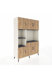 Hyperion Dolap 9 Raflı 6 Kapaklı 132x44x195 Aytaşı-Çam/Antrasit