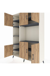 Hyperion Dolap 9 Raflı 6 Kapaklı 132x44x195 Aytaşı-Çam/Antrasit