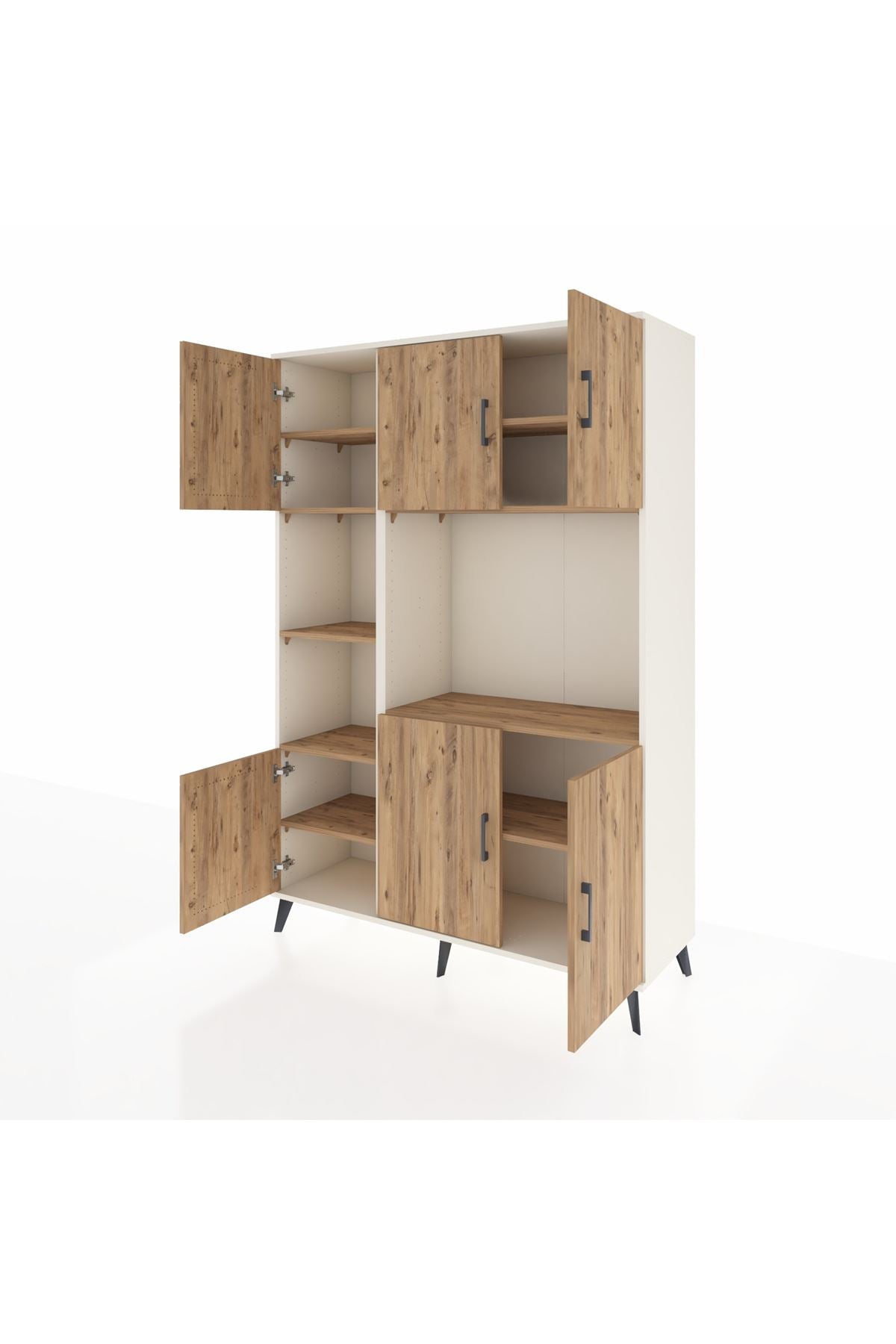 Hyperion Dolap 9 Raflı 6 Kapaklı 132x44x195 Aytaşı-Çam/Çam