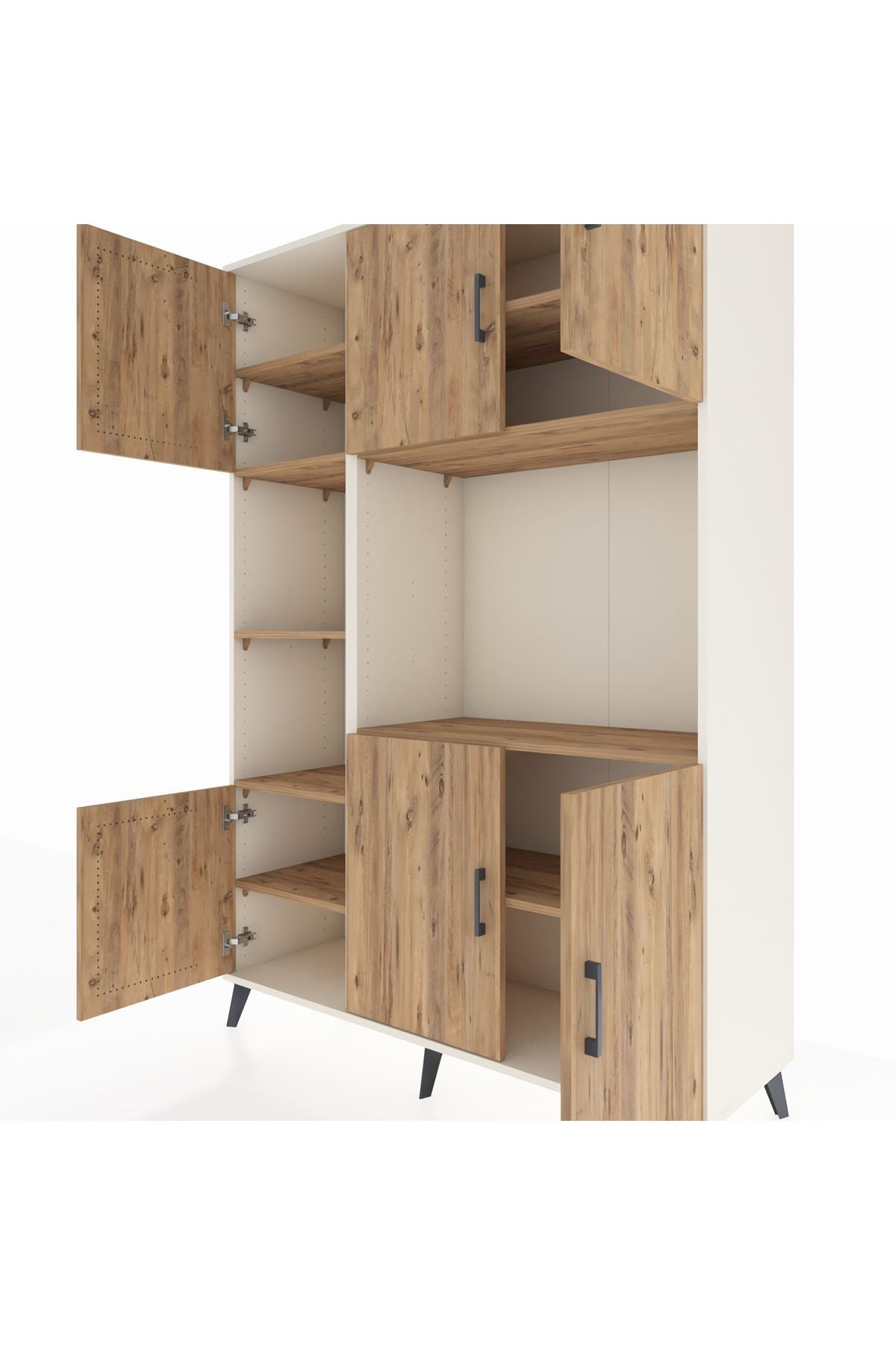 Hyperion Dolap 9 Raflı 6 Kapaklı 132x44x195 Aytaşı-Çam/Çam