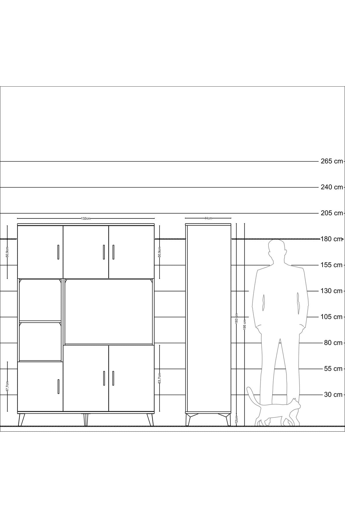 Hyperion Dolap 9 Raflı 6 Kapaklı 132x44x195 Aytaşı-Aytaşı/Aytaşı